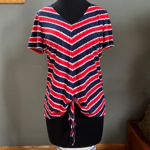 Jones New York tie dye tie front tee | M